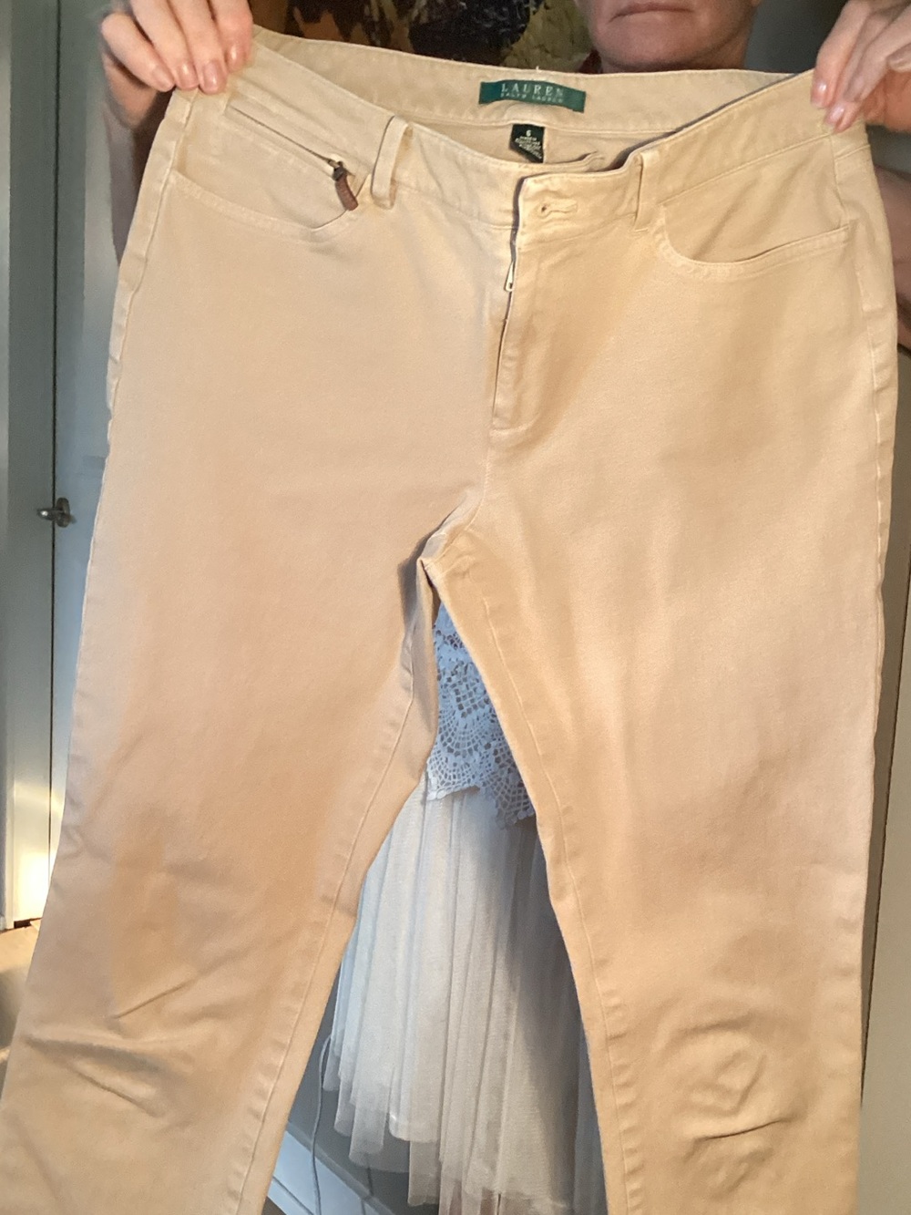Lauren Ralph Lauren Slim Straight Jeans in Tan